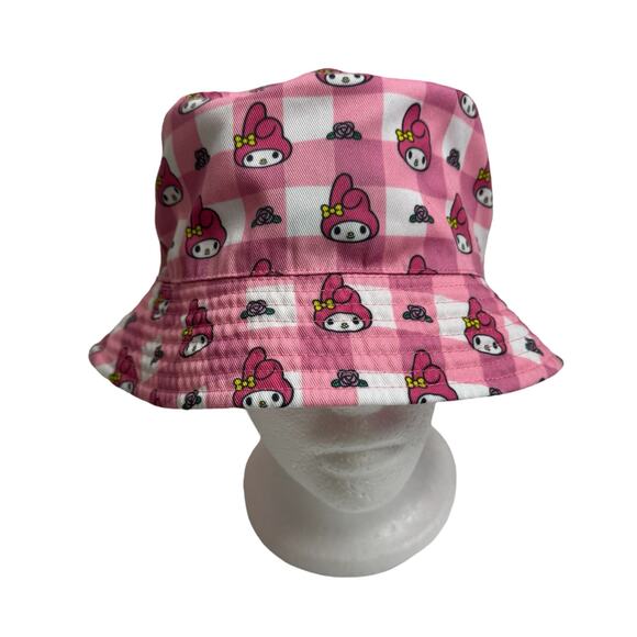 SANRIO My Melody Pink Reversible Bucket Hat Embroidered One Size Adult Cotton - Picture 2 of 9